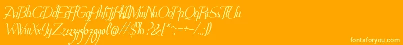 Hitalica-Schriftart – Gelbe Schriften auf orangefarbenem Hintergrund