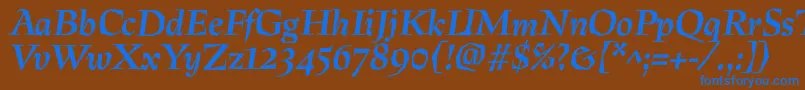 PreissigtextBolditalic Font – Blue Fonts on Brown Background