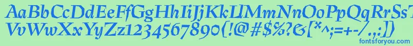 PreissigtextBolditalic Font – Blue Fonts on Green Background