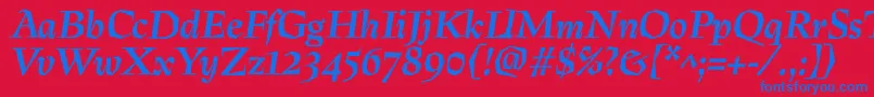 PreissigtextBolditalic Font – Blue Fonts on Red Background