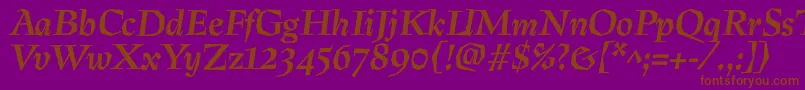 PreissigtextBolditalic Font – Brown Fonts on Purple Background