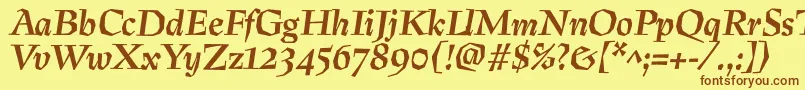 Шрифт PreissigtextBolditalic – коричневые шрифты на жёлтом фоне