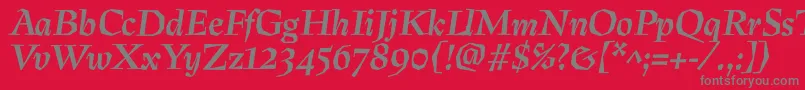 Fonte PreissigtextBolditalic – fontes cinzas em um fundo vermelho