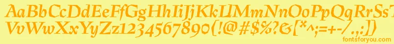 PreissigtextBolditalic Font – Orange Fonts on Yellow Background