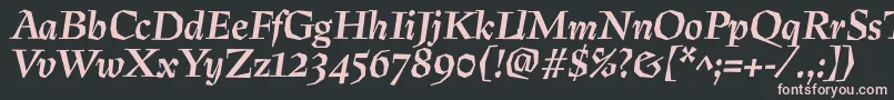 PreissigtextBolditalic-fontti – vaaleanpunaiset fontit mustalla taustalla