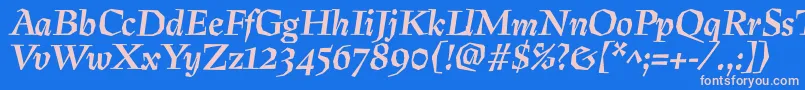 PreissigtextBolditalic Font – Pink Fonts on Blue Background