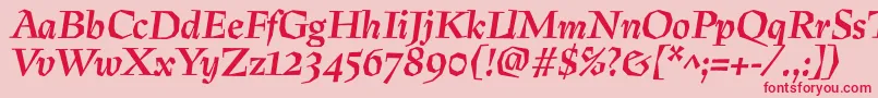 フォントPreissigtextBolditalic – ピンクの背景に赤い文字