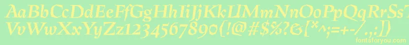 PreissigtextBolditalic Font – Yellow Fonts on Green Background