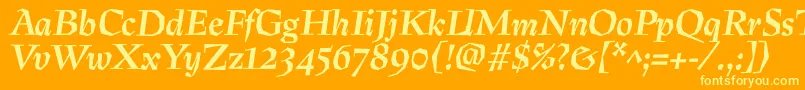 PreissigtextBolditalic Font – Yellow Fonts on Orange Background
