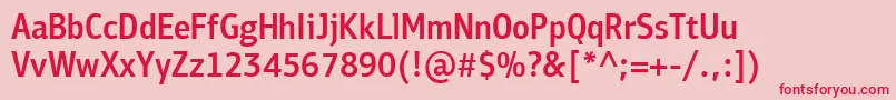 PfbulletinsansproMedium-fontti – punaiset fontit vaaleanpunaisella taustalla