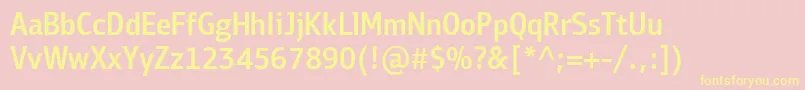 PfbulletinsansproMedium-fontti – keltaiset fontit vaaleanpunaisella taustalla