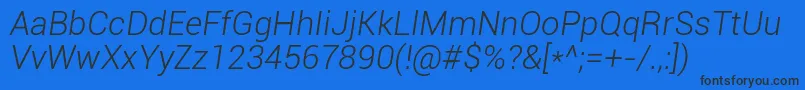 RobotoLightItalic Font – Black Fonts on Blue Background