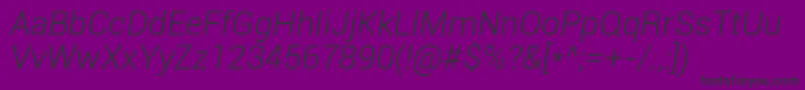 RobotoLightItalic-Schriftart – Schwarze Schriften auf violettem Hintergrund