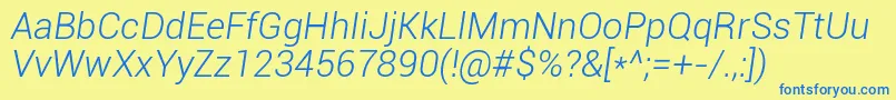 Шрифт RobotoLightItalic – синие шрифты на жёлтом фоне