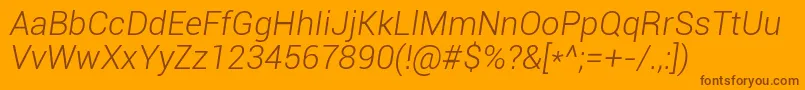 Шрифт RobotoLightItalic – коричневые шрифты на оранжевом фоне