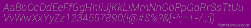 Fonte RobotoLightItalic – fontes cinzas em um fundo violeta