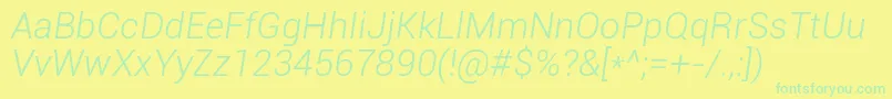 Шрифт RobotoLightItalic – зелёные шрифты на жёлтом фоне