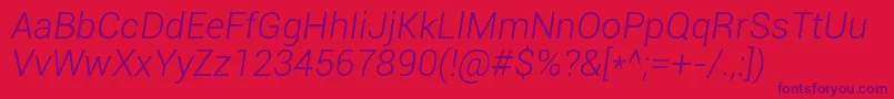RobotoLightItalic Font – Purple Fonts on Red Background