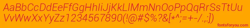 フォントRobotoLightItalic – オレンジの背景に赤い文字