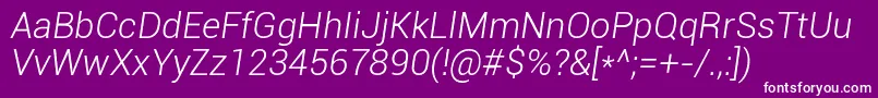 RobotoLightItalic Font – White Fonts on Purple Background