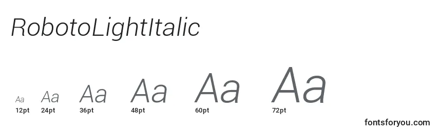 RobotoLightItalic Font Sizes