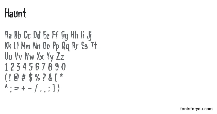 Czcionka Haunt – alfabet, cyfry, specjalne znaki