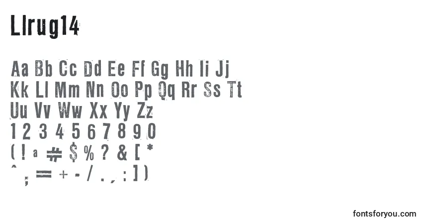 A fonte Llrug14 – alfabeto, números, caracteres especiais