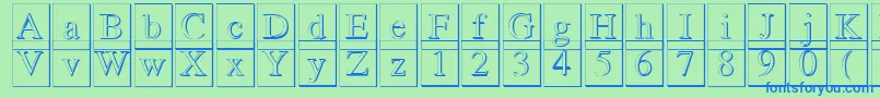 Romand3DDb-fontti – siniset fontit vihreällä taustalla