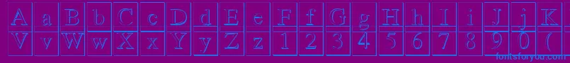Romand3DDb-Schriftart – Blaue Schriften auf violettem Hintergrund