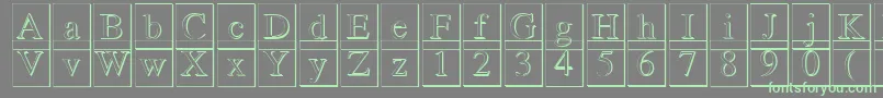 Romand3DDb-fontti – vihreät fontit harmaalla taustalla