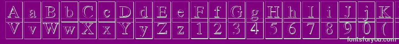 Romand3DDb-fontti – vihreät fontit violetilla taustalla