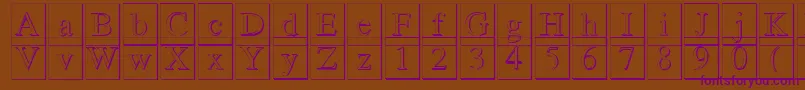 Romand3DDb-fontti – violetit fontit ruskealla taustalla