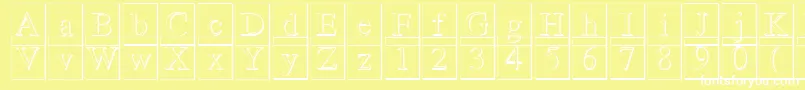Romand3DDb-fontti – valkoiset fontit keltaisella taustalla