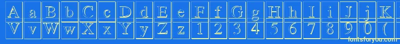 Romand3DDb-fontti – keltaiset fontit sinisellä taustalla