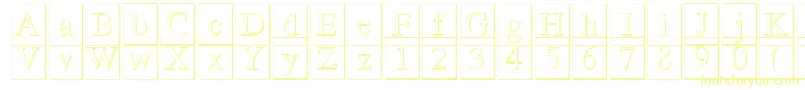 Romand3DDb-fontti – keltaiset fontit valkoisella taustalla