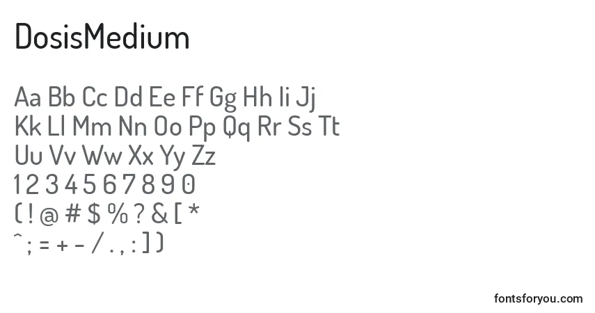 DosisMedium-fontti – aakkoset, numerot, erikoismerkit