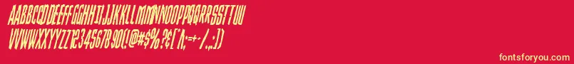 Fonte Strangerdangercondital – fontes amarelas em um fundo vermelho