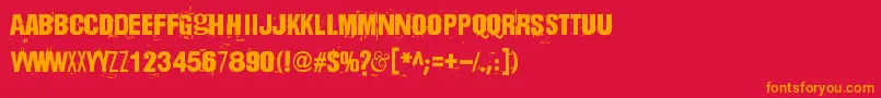 フォントDharmaBum – 赤い背景にオレンジの文字