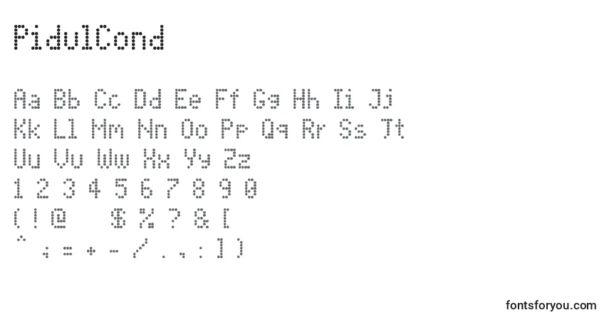 Schriftart PidvlCond – Alphabet, Zahlen, spezielle Symbole