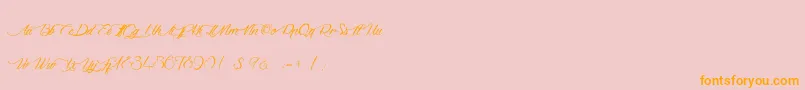 DragonIsComing-Schriftart – Orangefarbene Schriften auf rosa Hintergrund