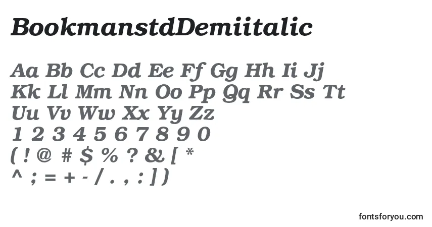 Шрифт BookmanstdDemiitalic – алфавит, цифры, специальные символы