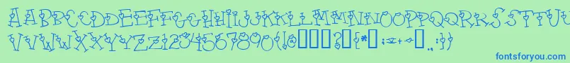 4 Font – Blue Fonts on Green Background