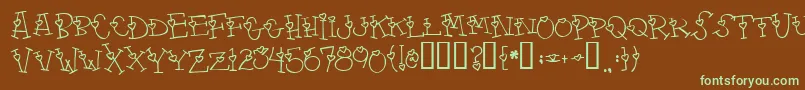 フォント4 – 緑色の文字が茶色の背景にあります。