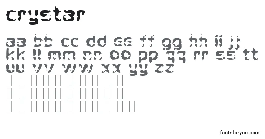 A fonte CryStar – alfabeto, números, caracteres especiais