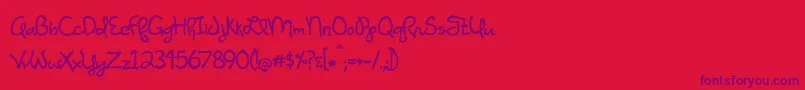 BmdNightOfTheFireflies Font – Purple Fonts on Red Background