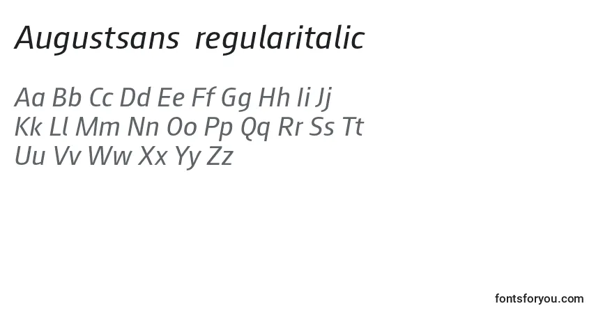 A fonte Augustsans56regularitalic – alfabeto, números, caracteres especiais