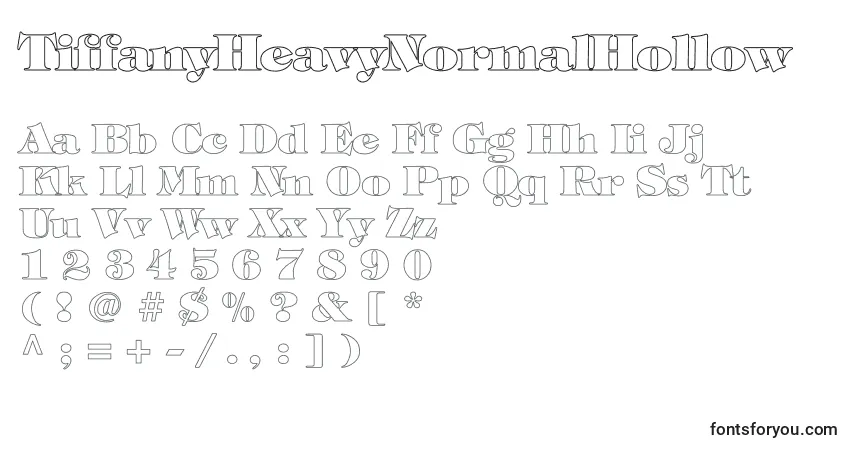 Czcionka TiffanyHeavyNormalHollow – alfabet, cyfry, specjalne znaki