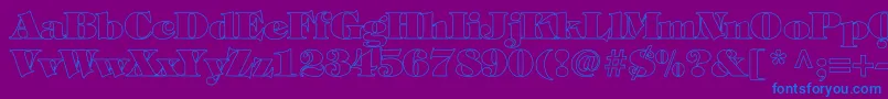 TiffanyHeavyNormalHollow-Schriftart – Blaue Schriften auf violettem Hintergrund