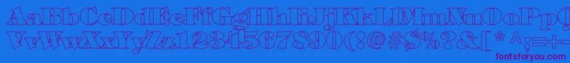 TiffanyHeavyNormalHollow-Schriftart – Violette Schriften auf blauem Hintergrund