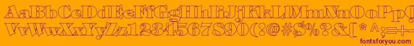 TiffanyHeavyNormalHollow-Schriftart – Violette Schriften auf orangefarbenem Hintergrund